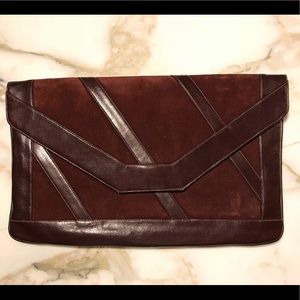 Vintage Maroon Patent & Velvet Leather  Clutch